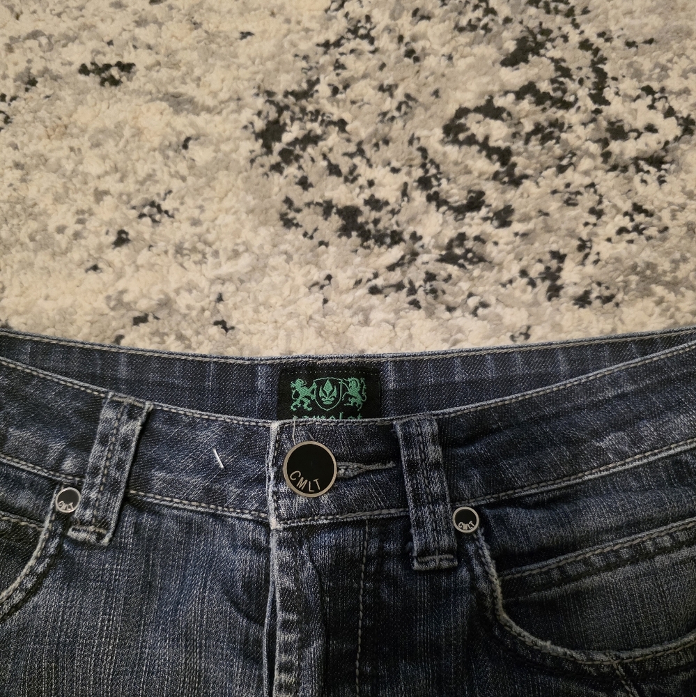 Vintage Y2k Camelot Baggy Crotch Skinny Jeans Mens Size 28 Dark Fade Wash - Picture 3 of 12